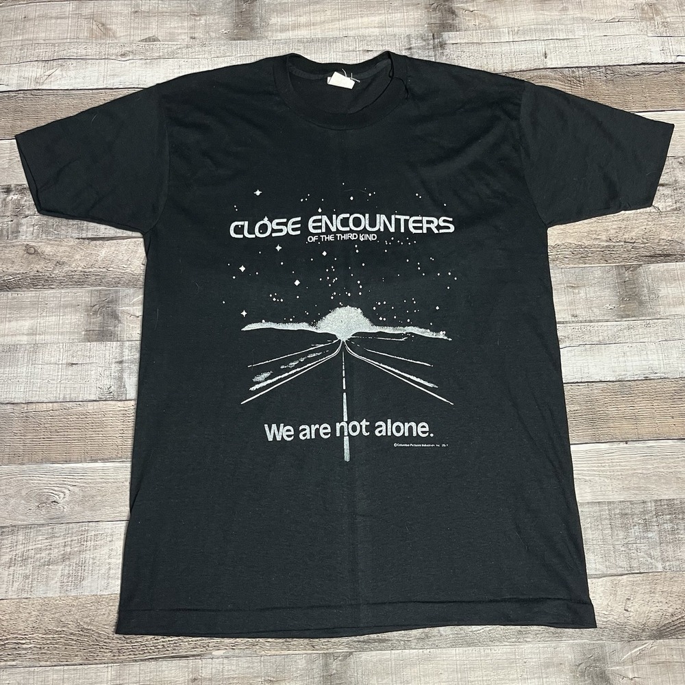Close Encounters Of The Third Kind Shirt Size Large Black Vintage 70s Alien Tee